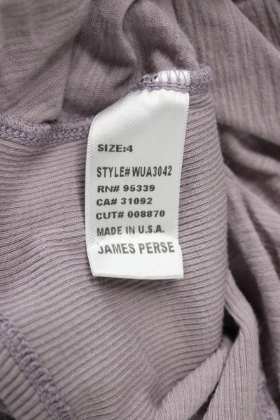 James Perse Women Purple Supima Cotton Collared Button-Up 3/4 Sleeve Size 4