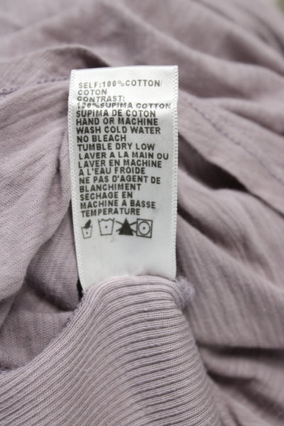 James Perse Women Purple Supima Cotton Collared Button-Up 3/4 Sleeve Size 4