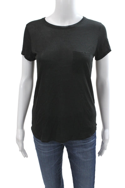 Vince Womens Basic Black Crew Neck Short Sleeve T-Shirt Size XS
