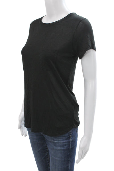 Vince Womens Basic Black Crew Neck Short Sleeve T-Shirt Size XS
