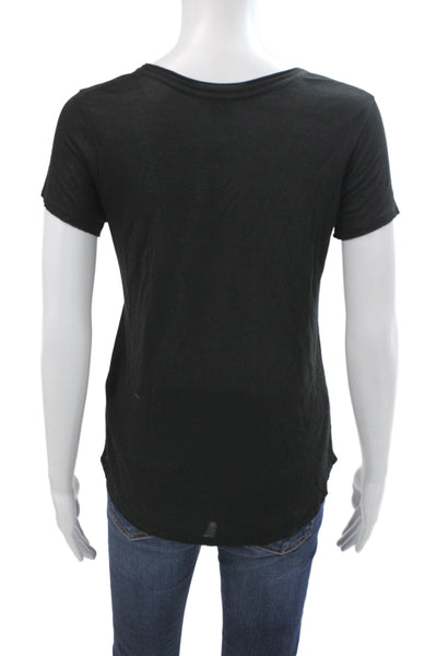 Vince Womens Basic Black Crew Neck Short Sleeve T-Shirt Size XS