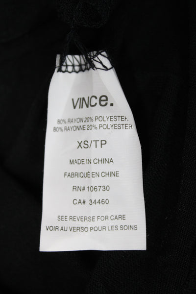 Vince Womens Basic Black Crew Neck Short Sleeve T-Shirt Size XS