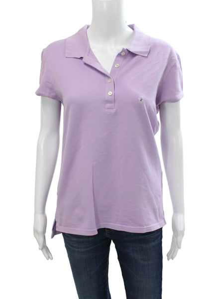 Mobaco Womens Basic Polo Collared Short Sleeve Purple Cotton Size 6