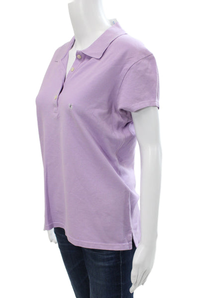 Mobaco Womens Basic Polo Collared Short Sleeve Purple Cotton Size 6