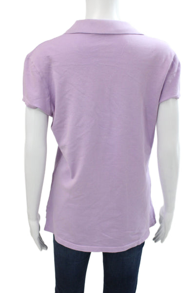 Mobaco Womens Basic Polo Collared Short Sleeve Purple Cotton Size 6