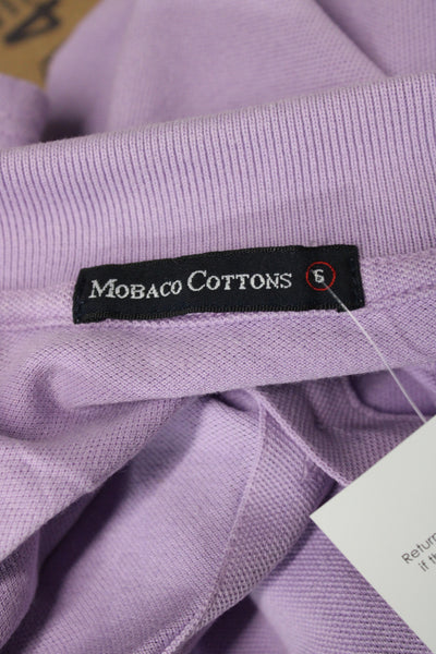 Mobaco Womens Basic Polo Collared Short Sleeve Purple Cotton Size 6