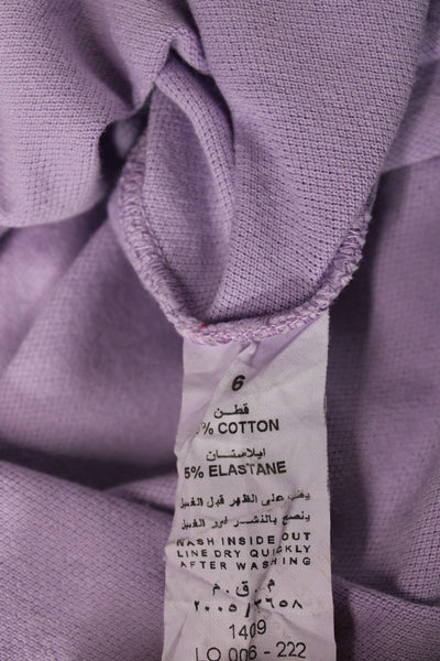 Mobaco Womens Basic Polo Collared Short Sleeve Purple Cotton Size 6