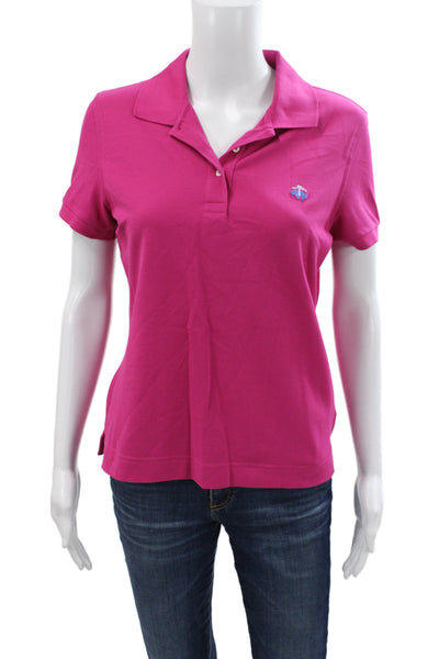 Brooks Brothers Womens Pink Collared Basic Polo Short Sleeve Cotton Size M