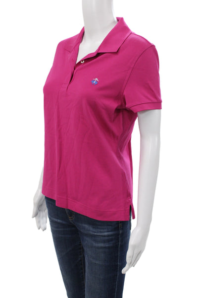 Brooks Brothers Womens Pink Collared Basic Polo Short Sleeve Cotton Size M
