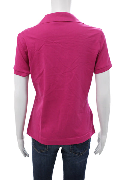Brooks Brothers Womens Pink Collared Basic Polo Short Sleeve Cotton Size M