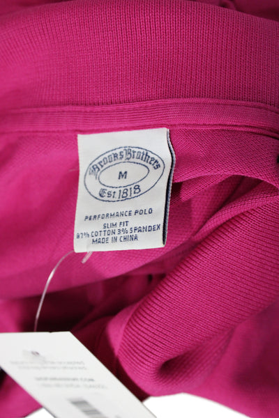 Brooks Brothers Womens Pink Collared Basic Polo Short Sleeve Cotton Size M