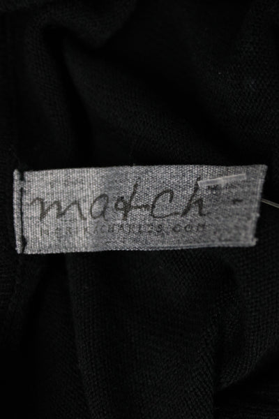 Match Womens Black Striped Pullover Sweater Round Neck Long Sleeve Size 1