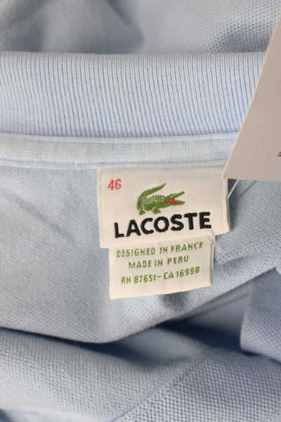 Lacoste Women Basic Collared Polo Shirt Blue Long Sleeve Cotton Size 46
