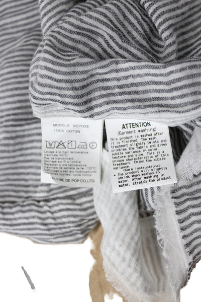 Pas De Calais Women Striped Collared Cotton Button-Up Blouse Longsleeve Size XS