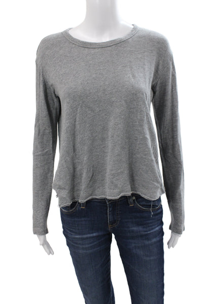 Wilt Women Basic Gray Cotton Blend Long Sleeve T-Shirt Crew Neck Size XS