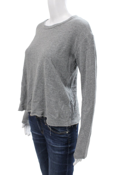 Wilt Women Basic Gray Cotton Blend Long Sleeve T-Shirt Crew Neck Size XS