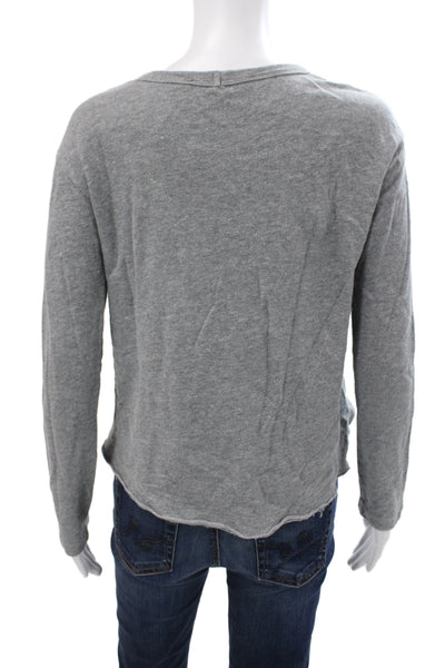 Wilt Women Basic Gray Cotton Blend Long Sleeve T-Shirt Crew Neck Size XS