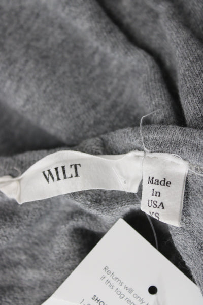 Wilt Women Basic Gray Cotton Blend Long Sleeve T-Shirt Crew Neck Size XS