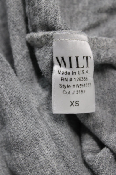 Wilt Women Basic Gray Cotton Blend Long Sleeve T-Shirt Crew Neck Size XS