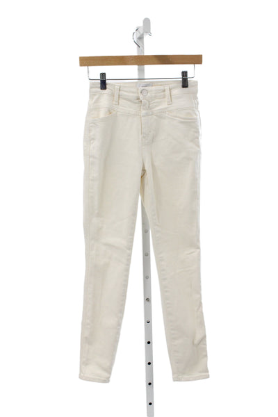 Closed Womens Skinny Ivory Jeans Mid Rise Cotton Blend Size 25