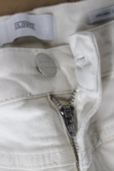 Closed Womens Skinny Ivory Jeans Mid Rise Cotton Blend Size 25
