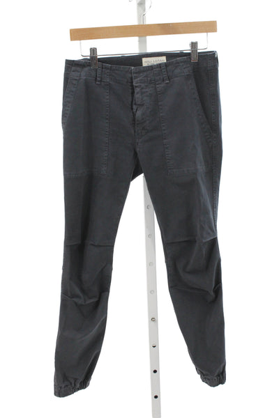 Nili Lotan Womens Jogger Pants Black Cotton Button Military Size 0