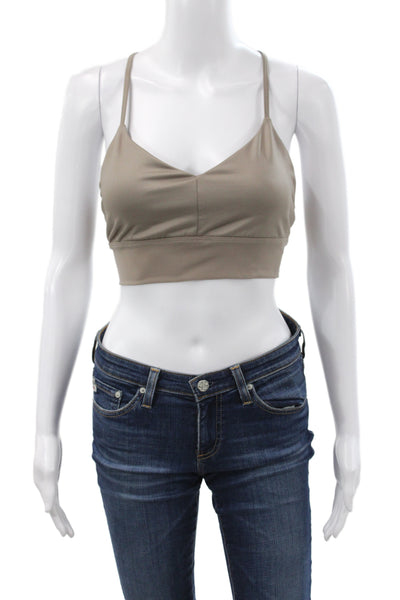 Alo Womens Polyester Blend Strappy Bra Gray Size M