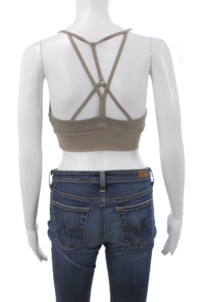 Alo Womens Polyester Blend Strappy Bra Gray Size M