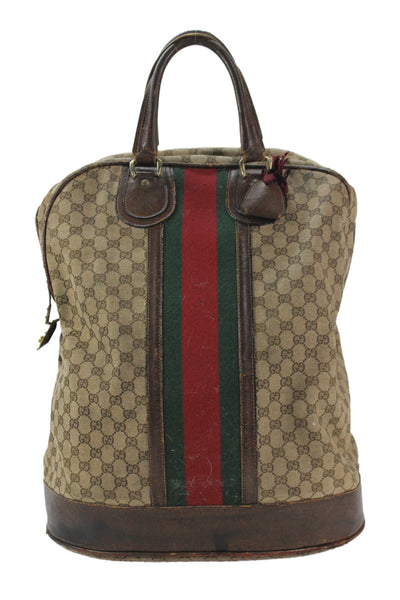 Gucci Unisex Adults GG Monogram Canvas Zippered Travel Bag Brown