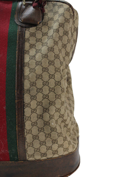Gucci Unisex Adults GG Monogram Canvas Zippered Travel Bag Brown