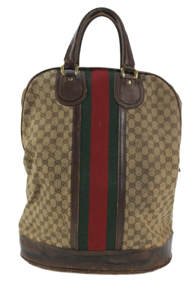 Gucci Unisex Adults GG Monogram Canvas Zippered Travel Bag Brown
