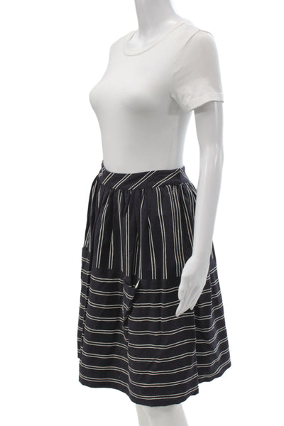 Maeve Anthropologie Womens Pleated Striped Black Skirt Knee Length Size 2