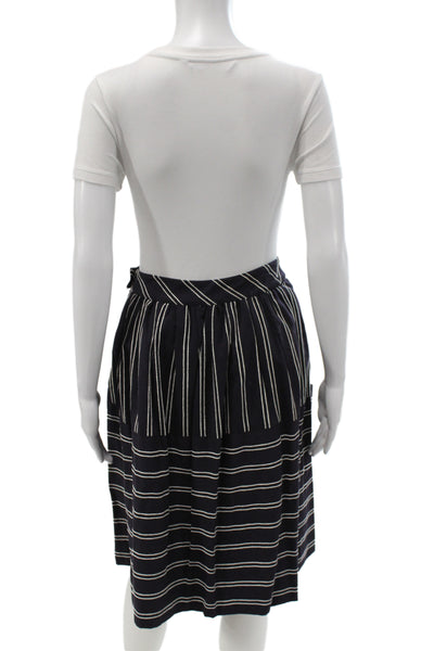 Maeve Anthropologie Womens Pleated Striped Black Skirt Knee Length Size 2