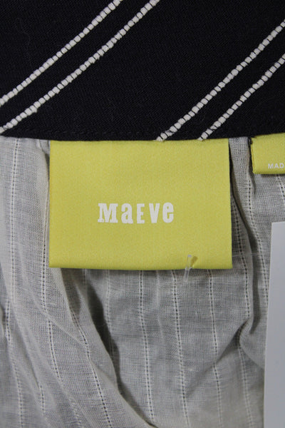 Maeve Anthropologie Womens Pleated Striped Black Skirt Knee Length Size 2