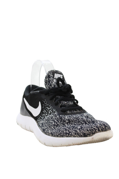 Nike Womens Lace Up Knit Flex Contact Running Sneakers Black White Size 8.5