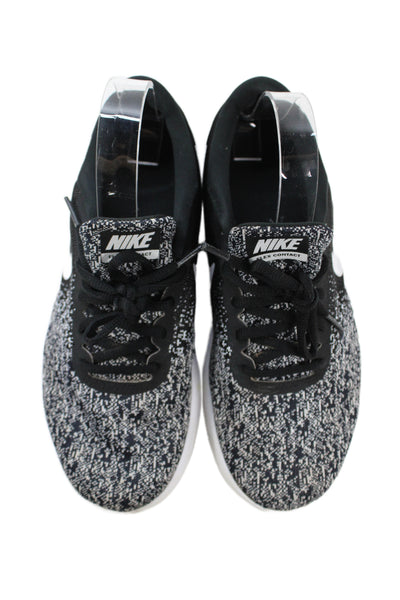 Nike Womens Lace Up Knit Flex Contact Running Sneakers Black White Size 8.5