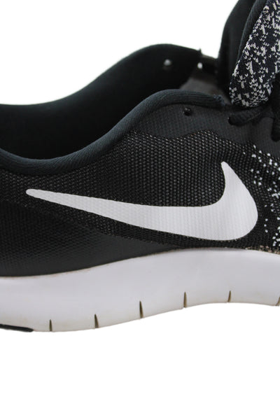 Nike Womens Lace Up Knit Flex Contact Running Sneakers Black White Size 8.5