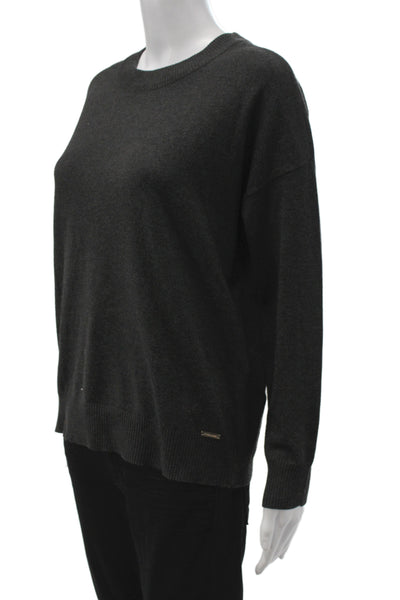 Tahari Womens Pullover Crew Neck Solid Gray Sweater Size S