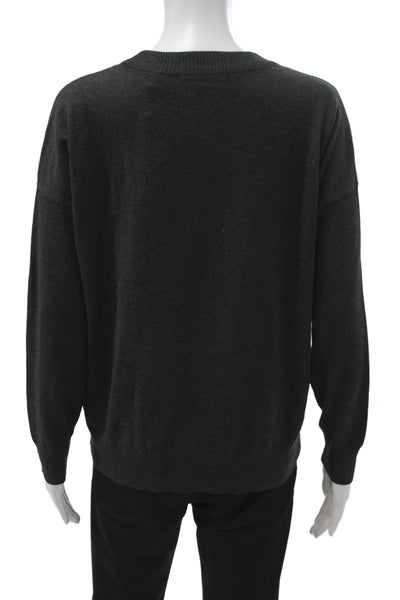 Tahari Womens Pullover Crew Neck Solid Gray Sweater Size S