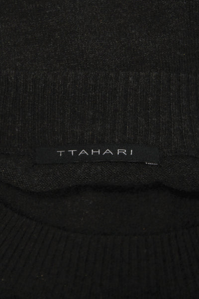 Tahari Womens Pullover Crew Neck Solid Gray Sweater Size S