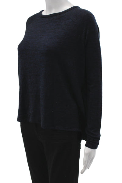 Rag & Bone Jean Women Basic Long Sleeve Crew Neck Blue T-Shirt Size XS