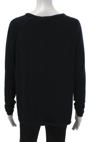 Rag & Bone Jean Women Basic Long Sleeve Crew Neck Blue T-Shirt Size XS