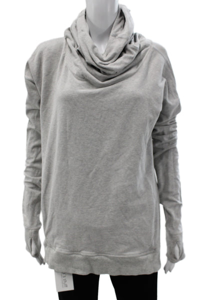 Lululemon Women Gray Cotton Cowl Neck Pullover Hoodie Long Sleeve Size 8