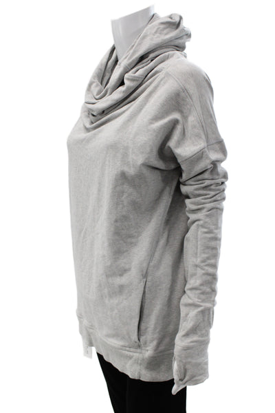 Lululemon Women Gray Cotton Cowl Neck Pullover Hoodie Long Sleeve Size 8