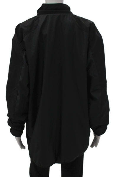 Adidas Womens Windbreaker Black Zip Polyester Athleisure Size L