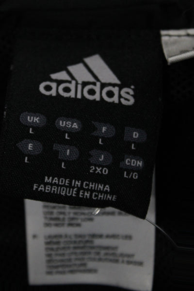 Adidas Womens Windbreaker Black Zip Polyester Athleisure Size L