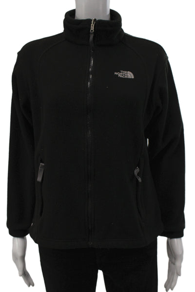 The North Face Womens Basic Jacket Black Zip Long Sleeve Polyester Size L