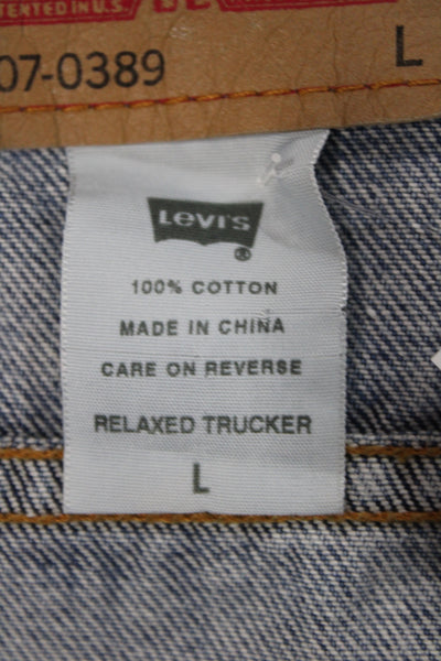 Levis Mens Trucker Jacket Blue 100% Cotton Button Solid Size L