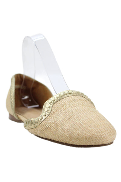 Jack Rogers Womens Woven Slip On Flats Beige 8M