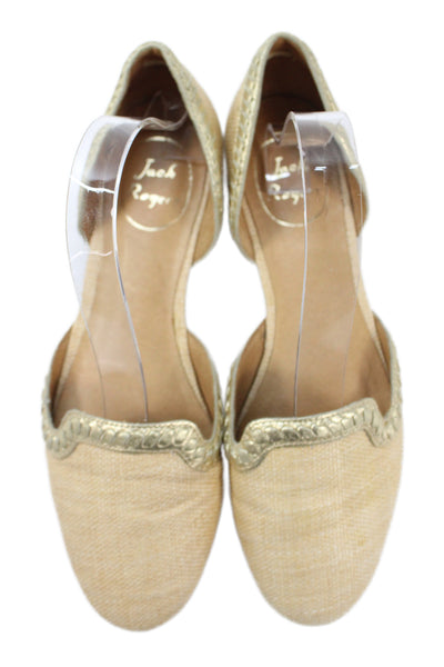 Jack Rogers Womens Woven Slip On Flats Beige 8M